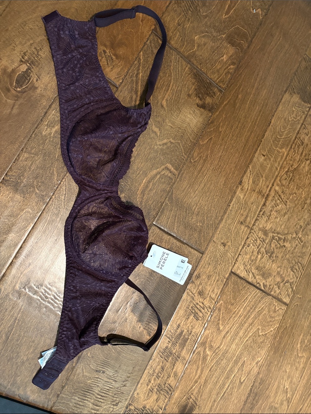 Simone Perele Sheer Lace Underwire Bra in Plum